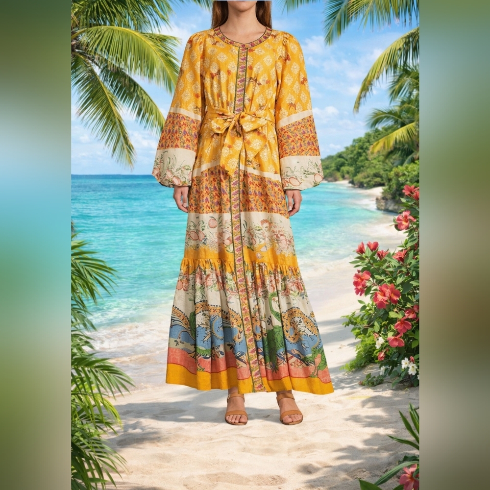 NWT A Loves A Boho Maxi Dress • Yellow Floral • Size XL